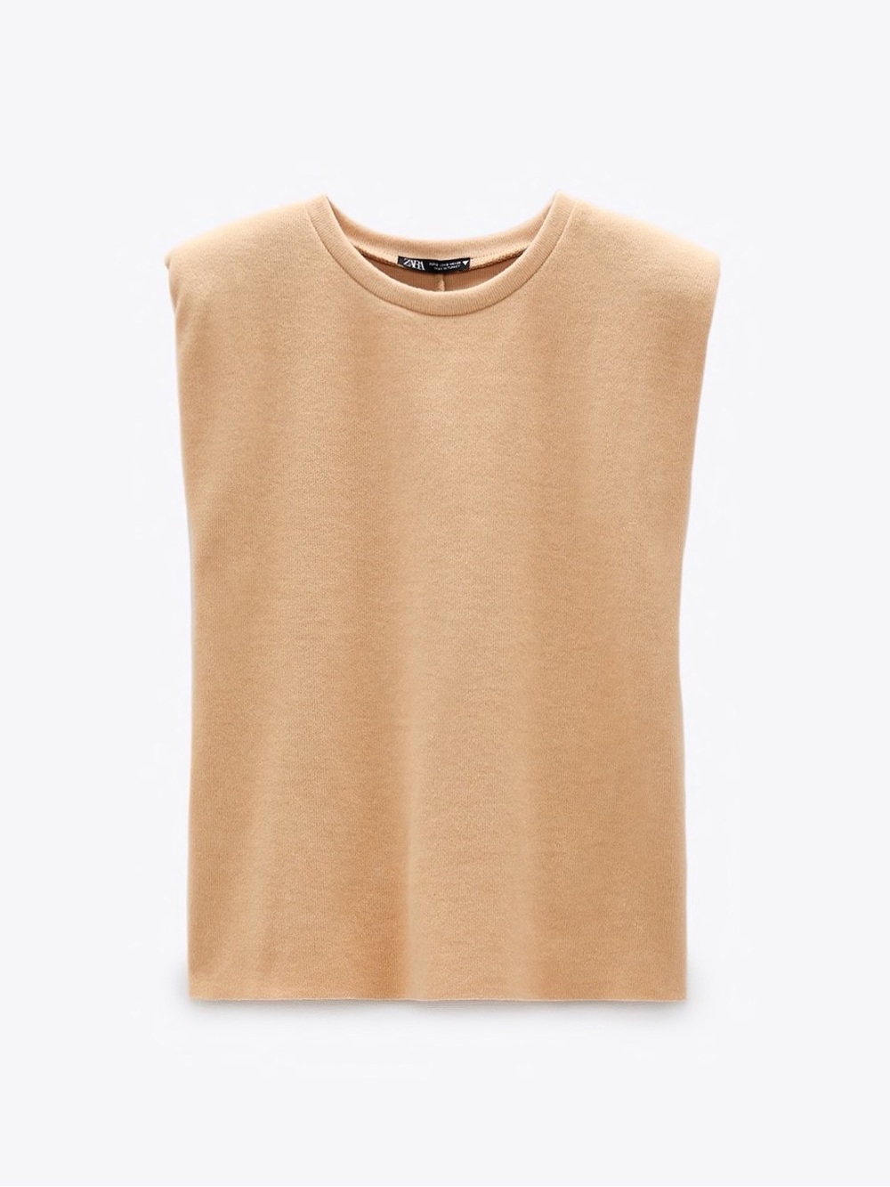 Zara Camel Padded-Shoulder Sweater Tank